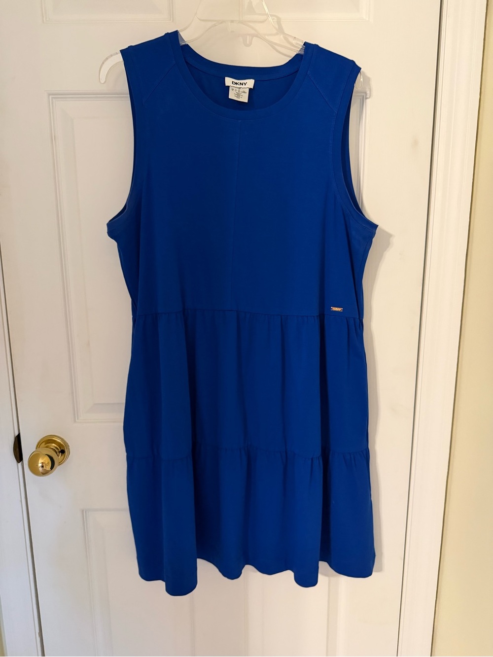 DKNY Women’s Blue Sleeveless Tiered Casual Dress - XL
